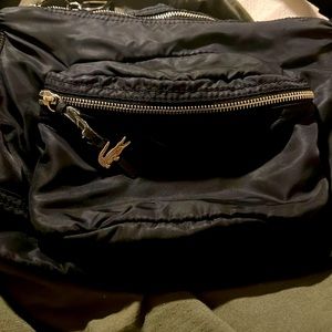 Lacoste nylon calf leather hobo bag